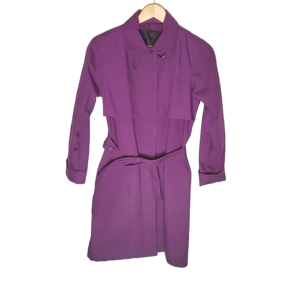 Grape Purple London Fog Single Breasted Trench Coat - Picture 1 of 15